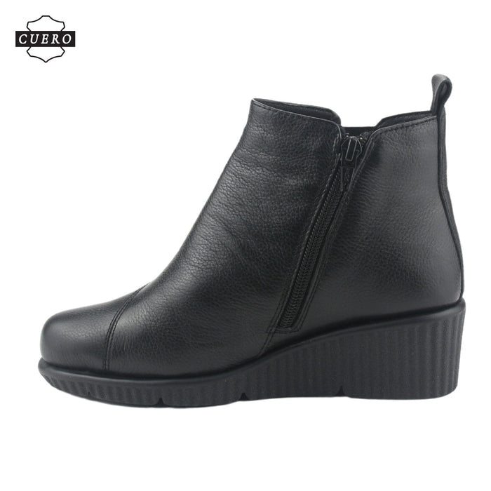 Botin de Cuero Chalada Mujer Mosqueta-1 Negro Casual Botines Taco Chalada