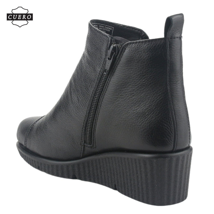 Botin de Cuero Chalada Mujer Mosqueta-1 Negro Casual Botines Taco Chalada