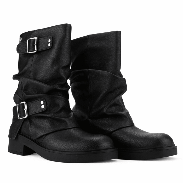 Botin Negro Mujer Casual Chalada Biker Botines Taco Chalada