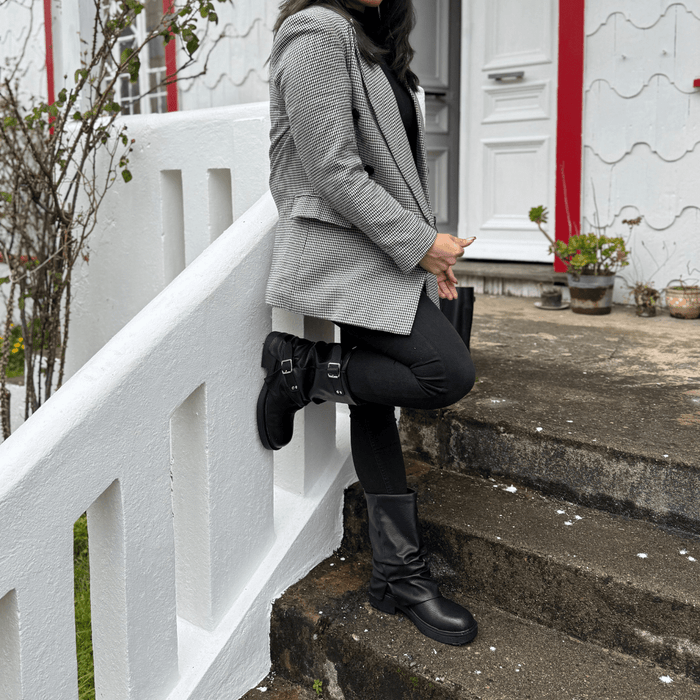 Botin Negro Mujer Casual Chalada Biker Botines Taco Chalada