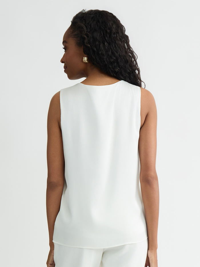 Petite Box Pleat Sleeveless Blouse, Vanilla Ice | Kasper