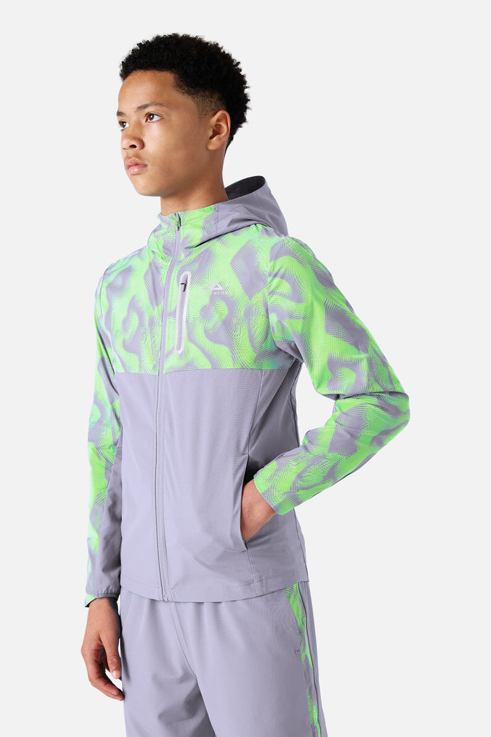 Boys Kinetic Windbreaker - Moon Grey/Neon Lime
