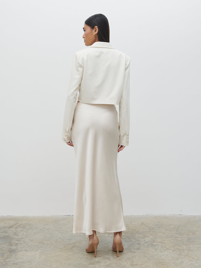 Candy Is 5'6" & Wears Size UK 8|Breya Cropped Blazer - Oyster
