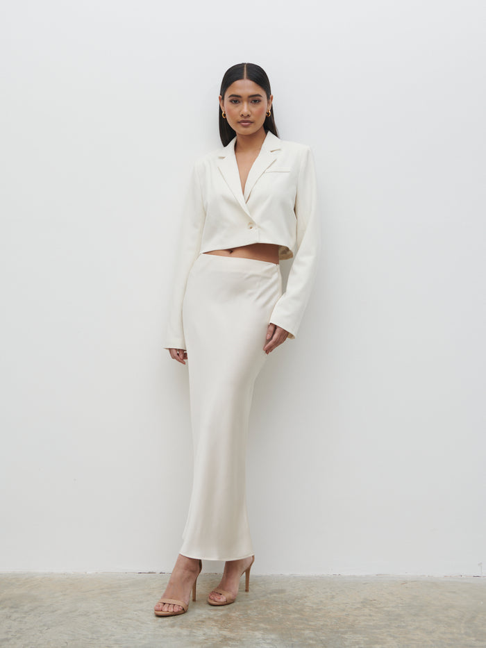Candy Is 5'6" & Wears Size UK 8|Breya Cropped Blazer - Oyster