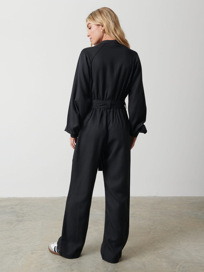 Taylor Is 5'9" & Wears Size UK 8|Brooke Belted Jumpsuit - Black