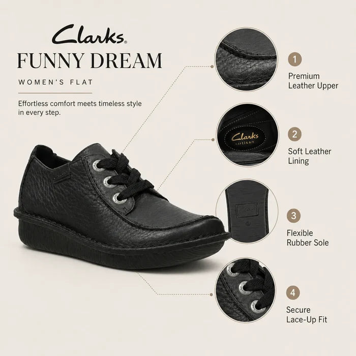 Black leather lace-up casual shoe with cushioned low rubber sole