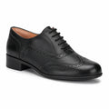 Black leather brogue formal shoes with lace-up front and wingtip perforations