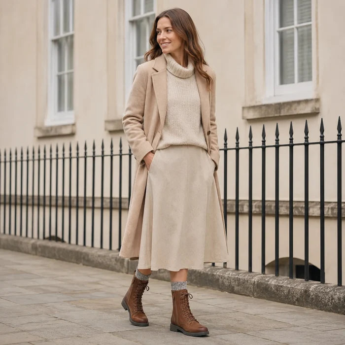 Brown leather lace-up boots with side panel zip detail