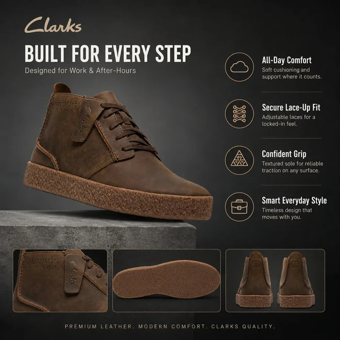 Men's khaki mid-cut lace-up boots with nubuck upper and durable traction outsole.