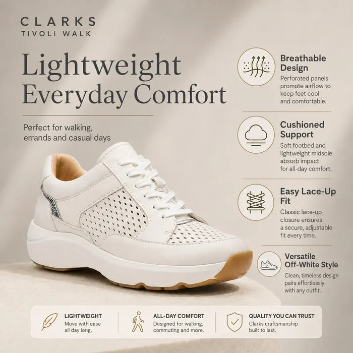 Beige leather women's sneakers with breathable perforated panels and cushioned sole