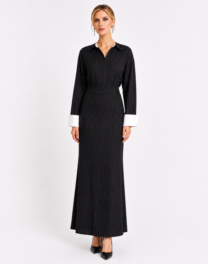 Classic Pinstripe Maxi Dress - Chic