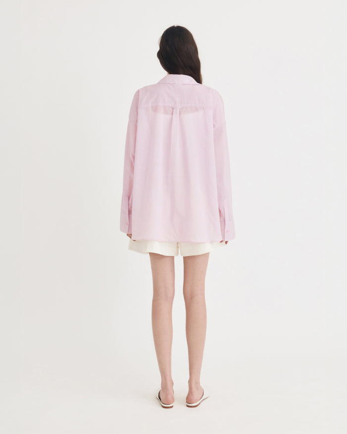 COHEN SHIRT PINK & NAVY STRIPE