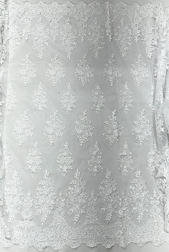 Corded Lace White and Metallic