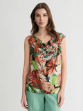 Cowl Neck Top, Everyday Knit, Mandarin/Black Multi | Kasper