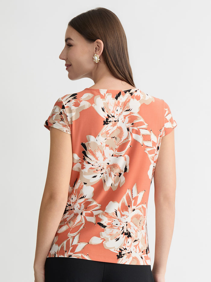 Cowl Neck Top, Everyday Knit, Mandarin Multi | Kasper