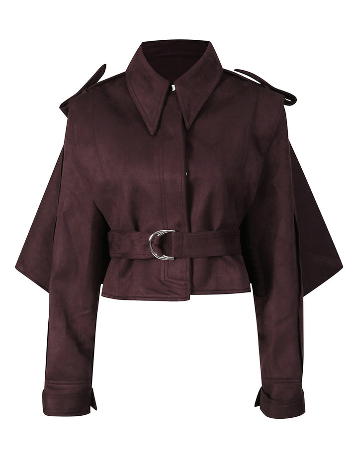 cropped belted jacket with layered sleeves – EDGE