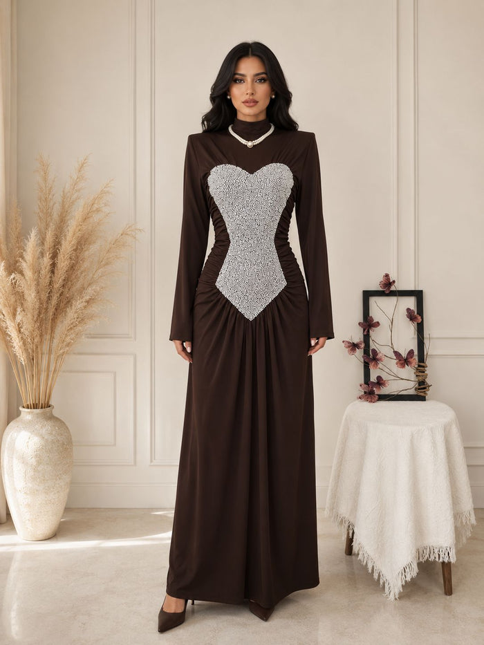 Crystal Corset Ruched Maxi Dress - Luxe