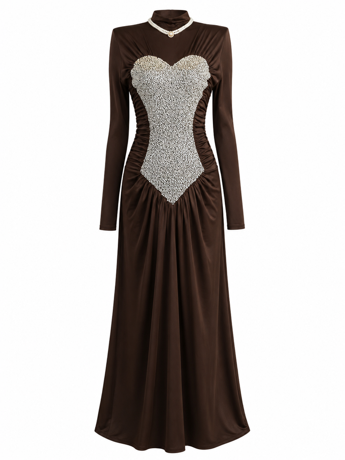 Crystal Corset Ruched Maxi Dress - Luxe