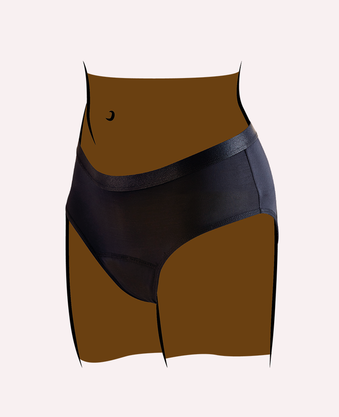 Culotte premières règles protection hygiénique vue de profil, confortable et ultra absorbante en coton bio, simple d'utilisation, pour les jeunes filles
