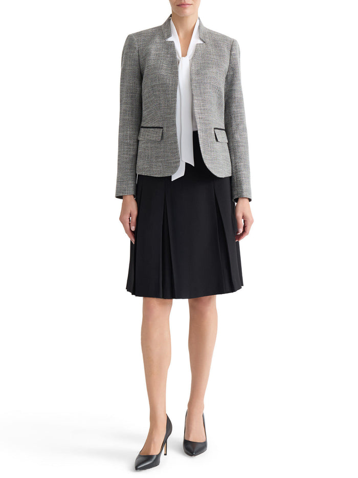 Cut Out Collar Jacket, Tweed, Black/Vanilla Ice | Kasper