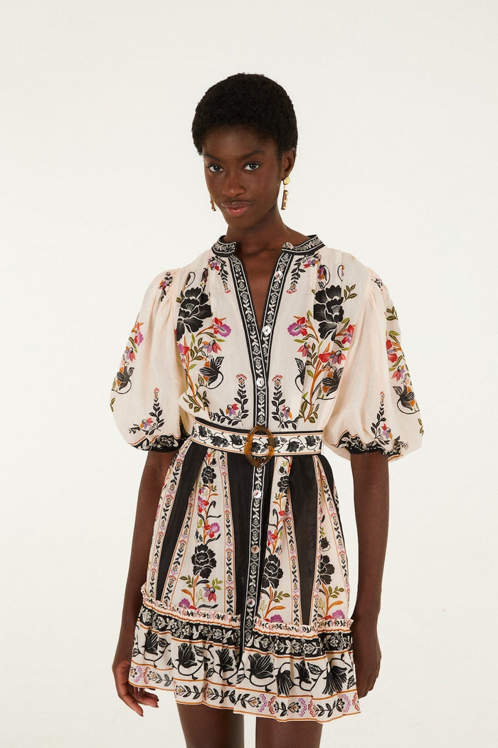 FARM Rio model wearing the Delicate Floral Mini Dress