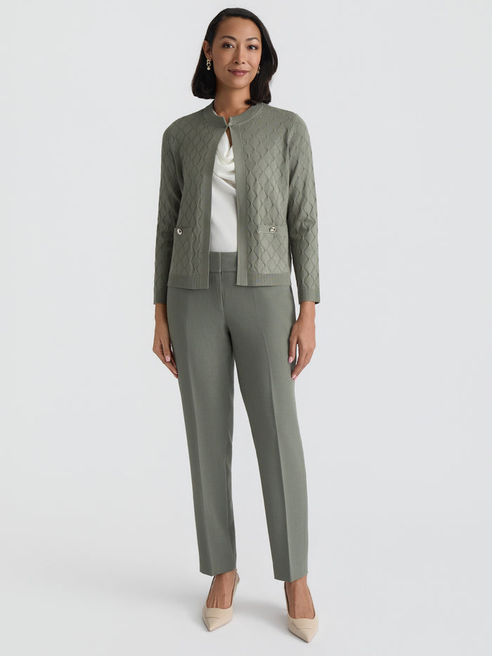 Diamond Stitch Cardigan, Dark Sea Stone | Kasper