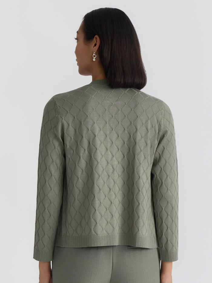 Diamond Stitch Cardigan, Dark Sea Stone | Kasper