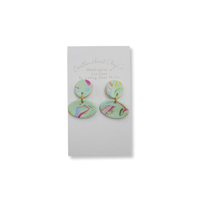 Earthen Heart Polymer Clay Earrings- Multi