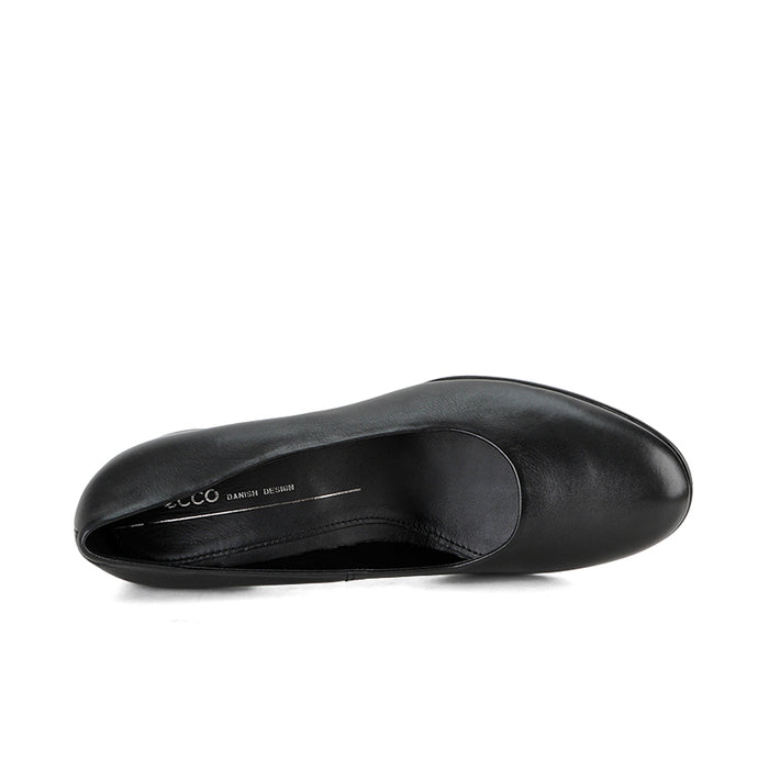 Black leather women’s loafers with curved toe and stitched side profile
