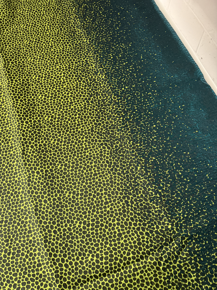 Elegant African Bazin Brocade  Lace Fabric - Lime Green and Teal-Green