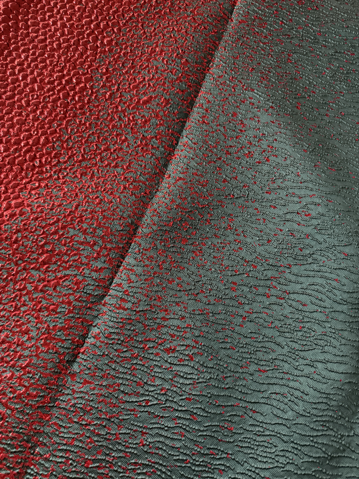 Elegant African Bazin Brocade  Lace Fabric - Red and Forest Green