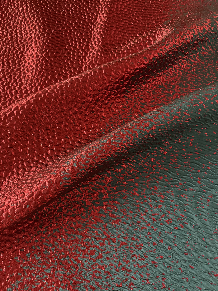Elegant African Bazin Brocade  Lace Fabric - Red and Forest Green