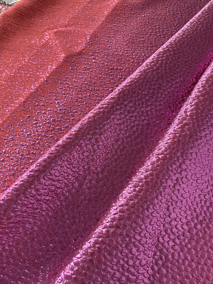 Elegant African Bazin Brocade  Lace Fabric - Red Rose and Pink