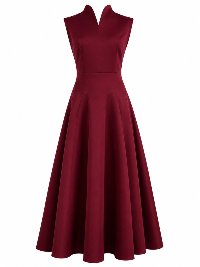 Elegant Sleeveless A-Line Maxi Dress - Ruby