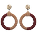 Emerson Street Stacked FSU Hand Beaded Color Block Hoop Earrings - Garnet/Gold