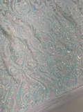 Exclusive White Stretch Iridescent lace Fabric