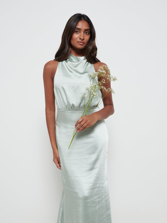 Sachi Is 5’7” & Wears Size UK 8|Farrah Maxi Bridesmaid Dress - Matte Sage