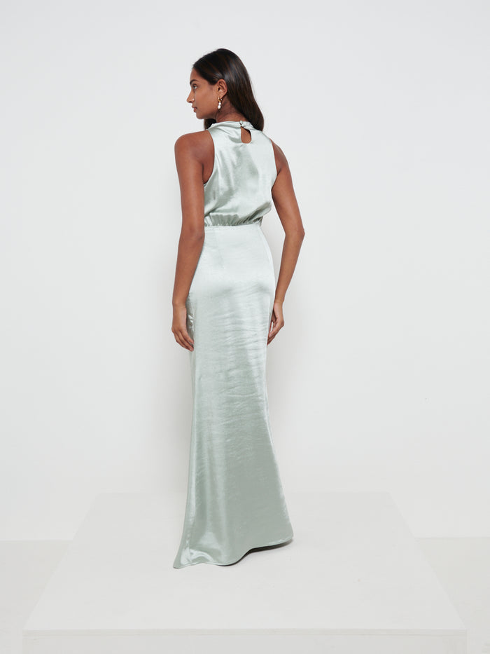 Sachi Is 5’7” & Wears Size UK 8|Farrah Maxi Bridesmaid Dress - Matte Sage