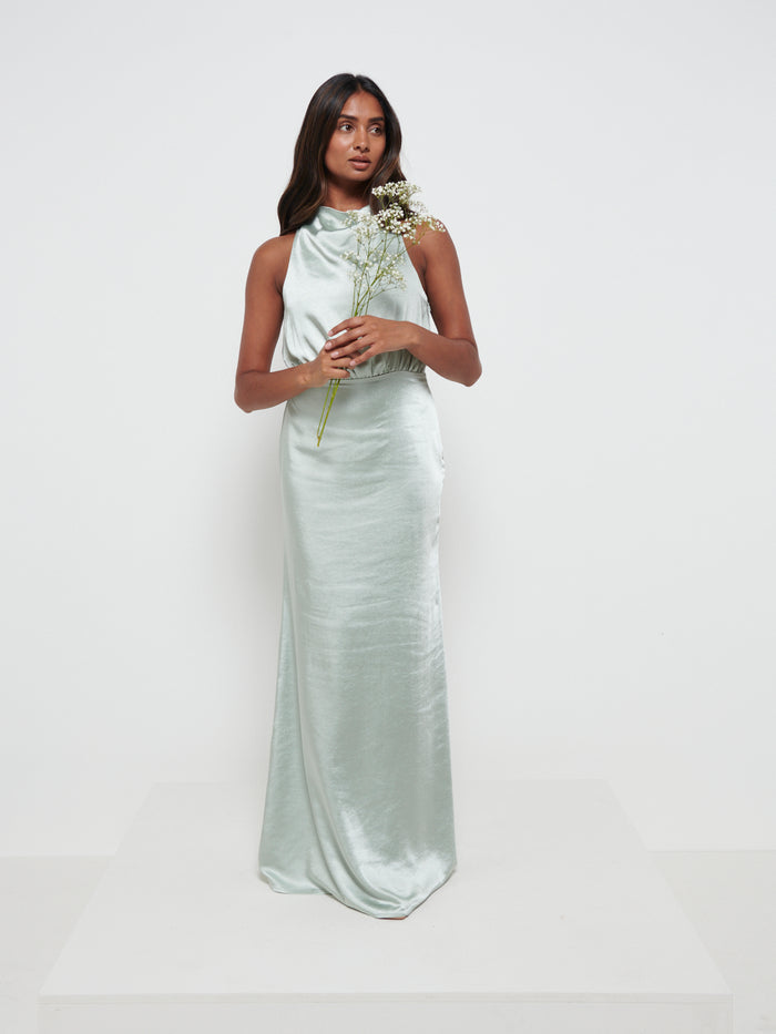 Sachi Is 5’7” & Wears Size UK 8|Farrah Maxi Bridesmaid Dress - Matte Sage