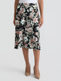 Flared Knee-Length Skirt, Black/Tearose/Sea Glass Floral Multi | Kasper