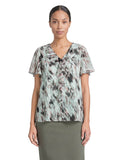 Flutter Sleeve Blouse, Feathered Sea Glass Multi | Kasper