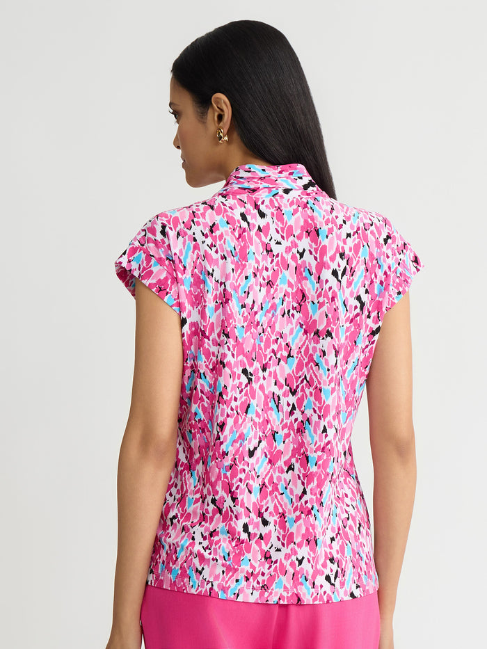 Plus Funnel Neck Top, Everyday Knit, Lily White Multi | Kasper