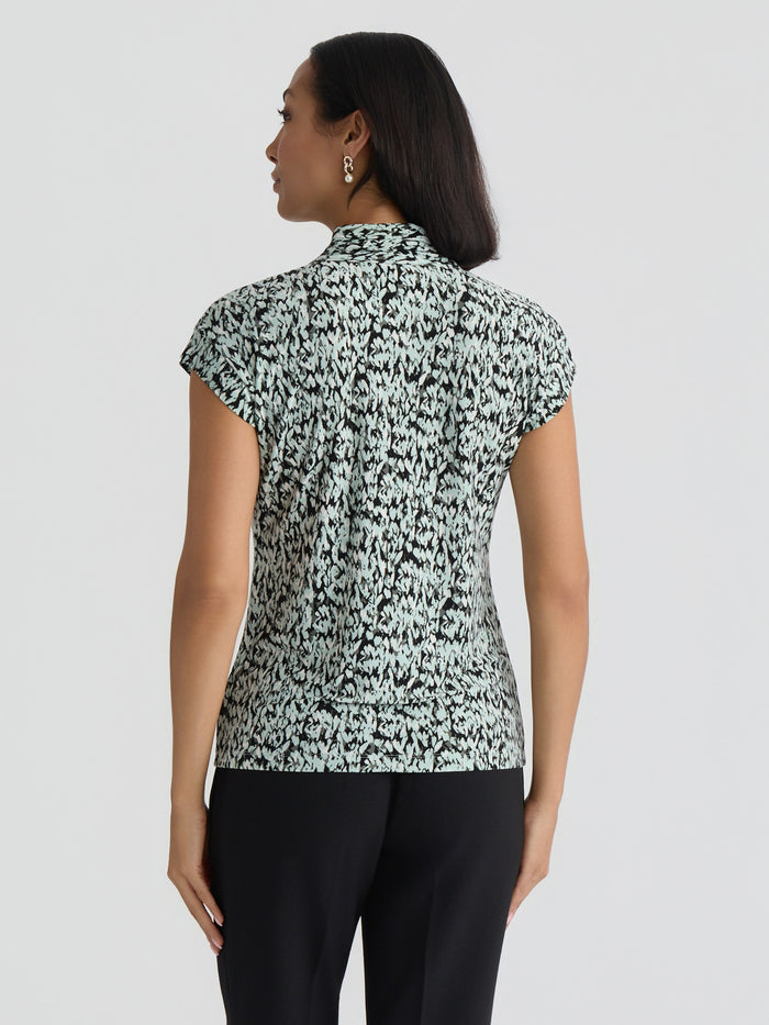 Funnel Neck Top, Everyday Knit, Dotted Sea Glass Multi | Kasper