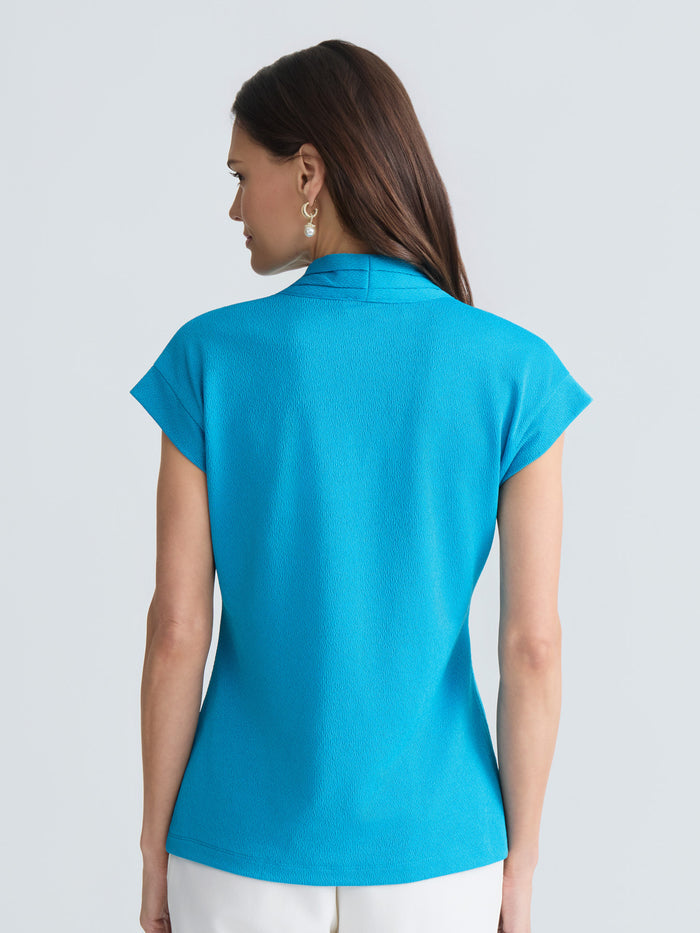 Plus Funnel Neck Sleeveless Top, Everyday Knit, Bright Azul | Kasper