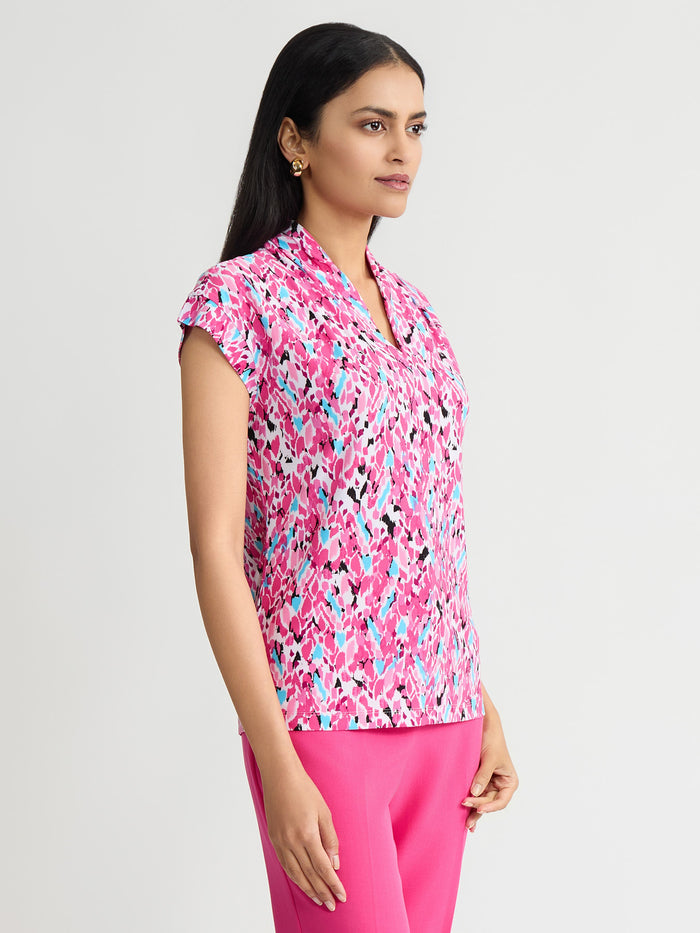 Plus Funnel Neck Top, Everyday Knit, Lily White Multi | Kasper