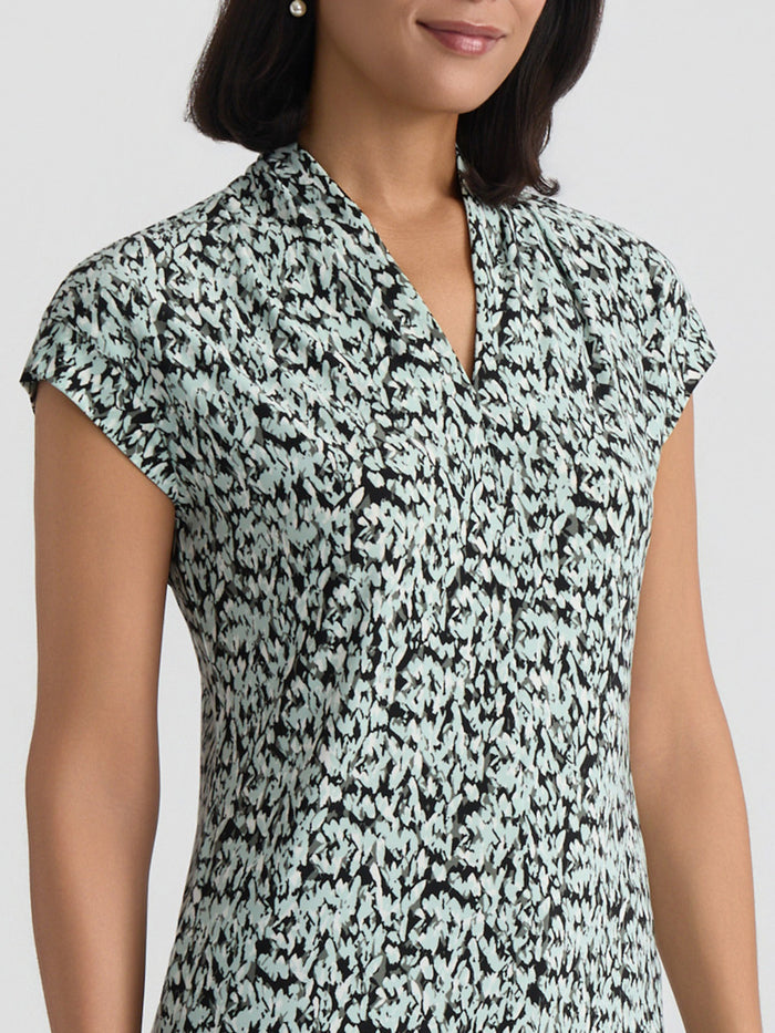 Funnel Neck Top, Everyday Knit, Dotted Sea Glass Multi | Kasper