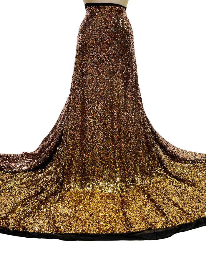 Gold & Copper Ombre Stretch Sequins