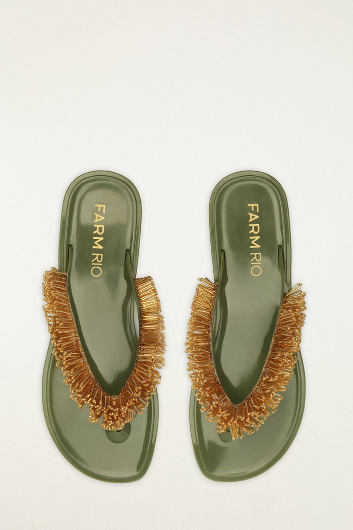 Green Beaded Splash Jelly Sandal
