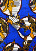 Guaranteed Wax Print - Royal Blue, Orange, Dark Blue, White, Red, Black