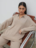 Candy Is 5'6" & Wears Size UK S|Hayden Oversized Knit Jumper - Beige